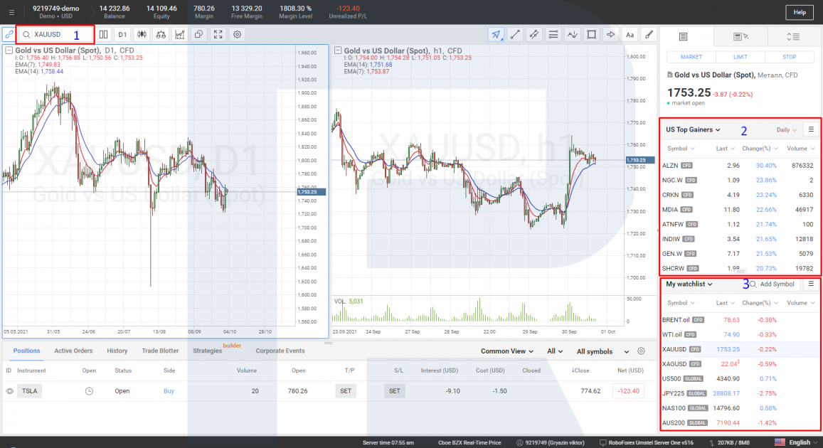 How to choose an instrument on R StocksTrader