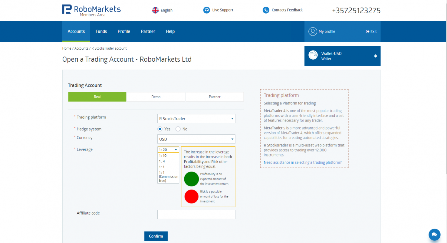 Opening trading account on R StocksTrader